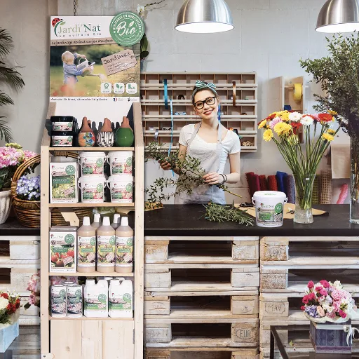 Mise en avant promotionnelle de produits Jardi’Nat dans un magasin